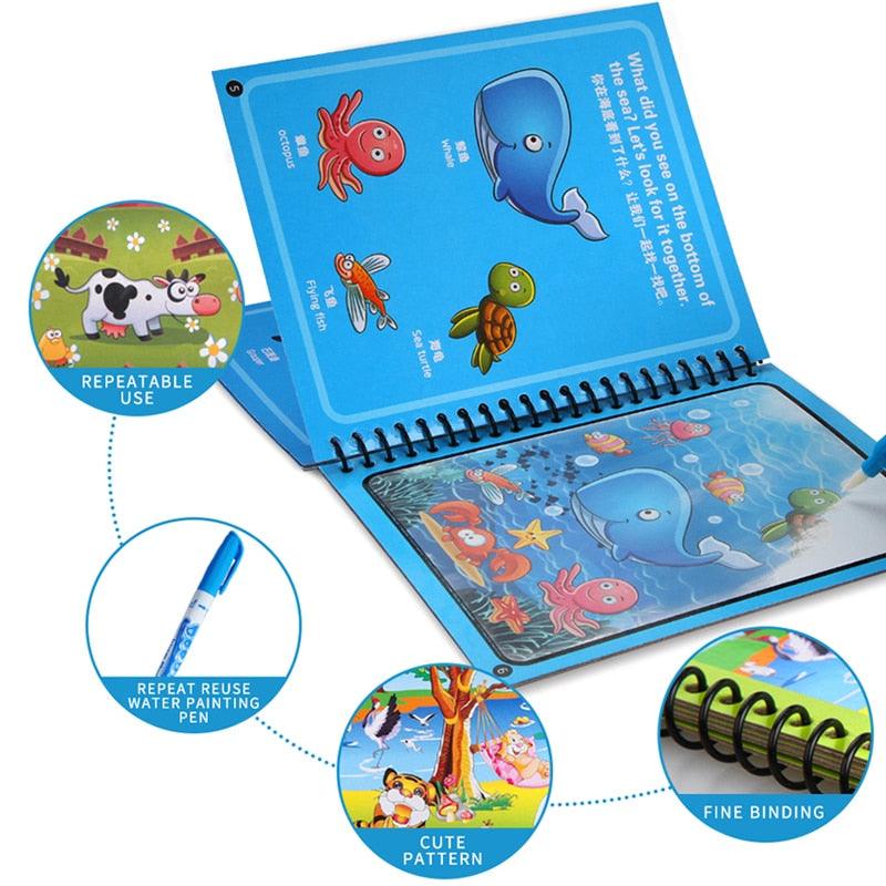 Livro de Colorir Água Mágica - Montessori - Gabiiexpress